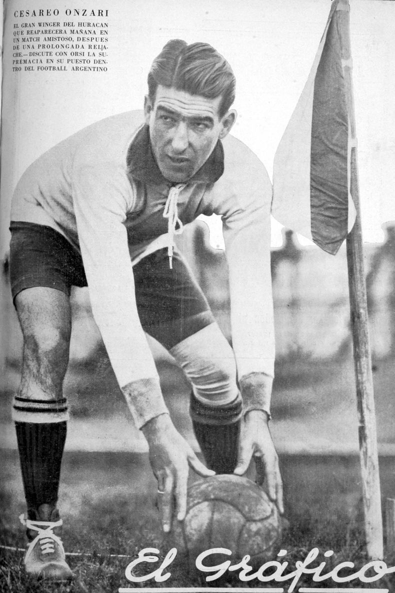 Cesáreo Onzari, destacado wing de Huracán y de la Selección argentina.