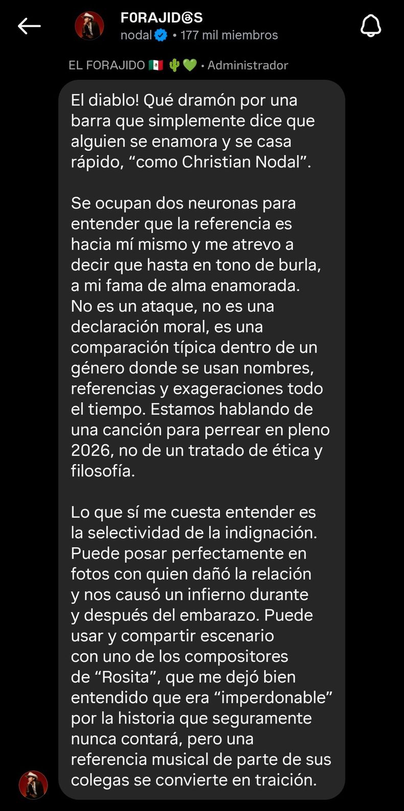 La respuesta de Christian Nodal a Cazzu. La respuesta de Christian Nodal a Cazzu.