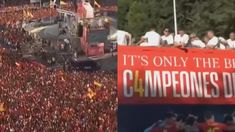 La población española se mostró eufórica en las calles de Madrid. La población española se mostró eufórica en las calles de Madrid.