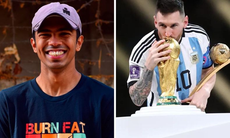 Tammat Bil Khoar recorrió más de 1.000 kilómetros con su bicicleta en honor a Lionel Messi.