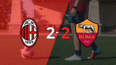roma saco un punto luego de empatar a 2 goles con milan