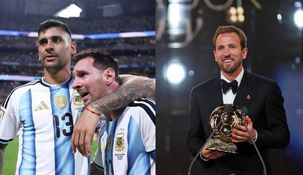 El Cuti Romero junto a Lionel Messi. A la derecha, Harry Kane con el Balón de Oro 2026.&nbsp;