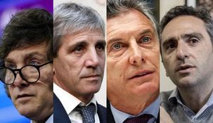 Javier Milei, Luis Caputo, Mauricio Macri y Andrés Larroque.