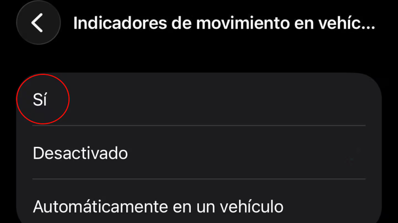 La herramienta muestra puntos animados en los bordes de la pantalla que acompañan el movimiento del vehículo para disminuir el conflicto sensorial.