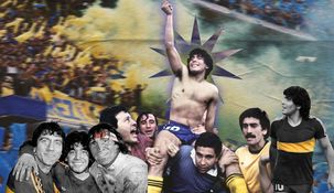 Una&nbsp; imagen histórica: Maradona campeón con Boca.