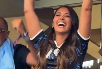 Antonela Roccuzzo festejó el triunfo de la Selección argentina.&nbsp;