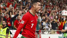 Cristiano Ronaldo y su festejo tras el meter el 2-1. Cristiano Ronaldo y su festejo tras el meter el 2-1.