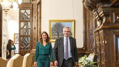 Alberto Fernandez junto a Irene Montero en Casa Rosada