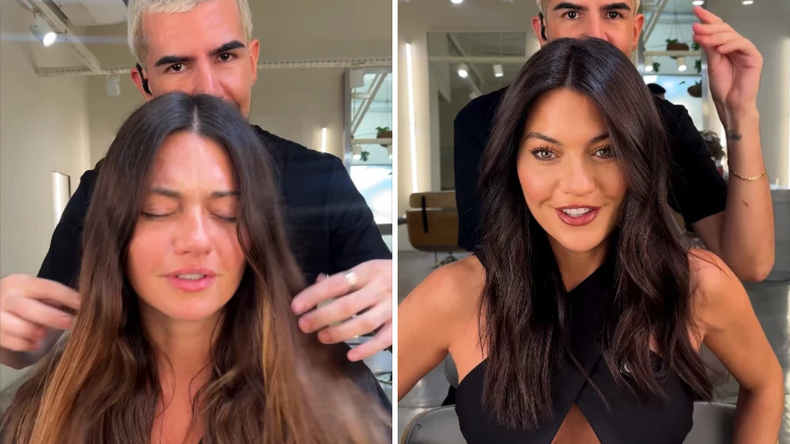 Sofía Jujuy Jiménez mostró en redes sociales el paso a paso de su paso por la peluquería, desde su llegada al salón hasta el resultado final del cambio de look.