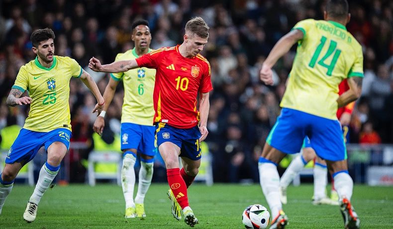 Dani Olmo marcó uno de los goles de España a Brasil.