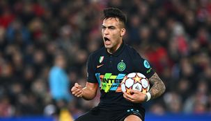 El festejo de Lautaro Martínez contra Liverpool.