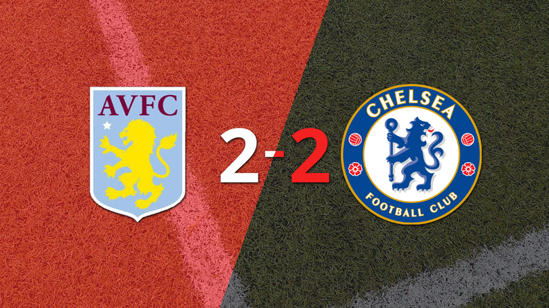 Aston Villa y Chelsea sellaron un empate a dos