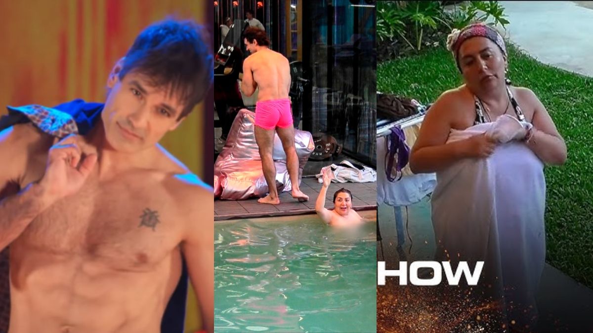 Chapuzón hot: Pincoya y Juan Carlos López nadaron desnudos en la pileta de Gran Hermano