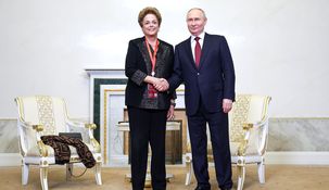 Dilma Rousseff y Vladimir Putin en Kazán, Rusia, por el encuentro de Brics.