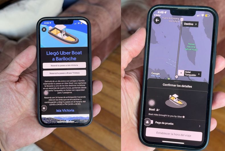 Así lucirá Uber Boat en los teléfonos, disponible desde el 9 de diciembre.