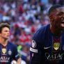 Dembelé gritando el 1-1 frente al Arsenal. Dembelé gritando el 1-1 frente al Arsenal.