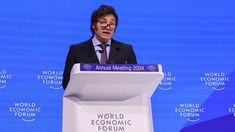 Javier Milei expuso en el Foro Económico Mundial en Davos en 2024.