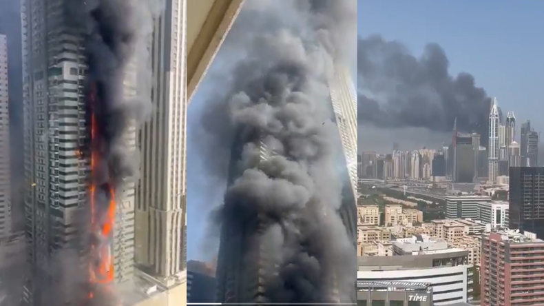 Impresionante incendio en un rascacielos de Dubai.&nbsp;
