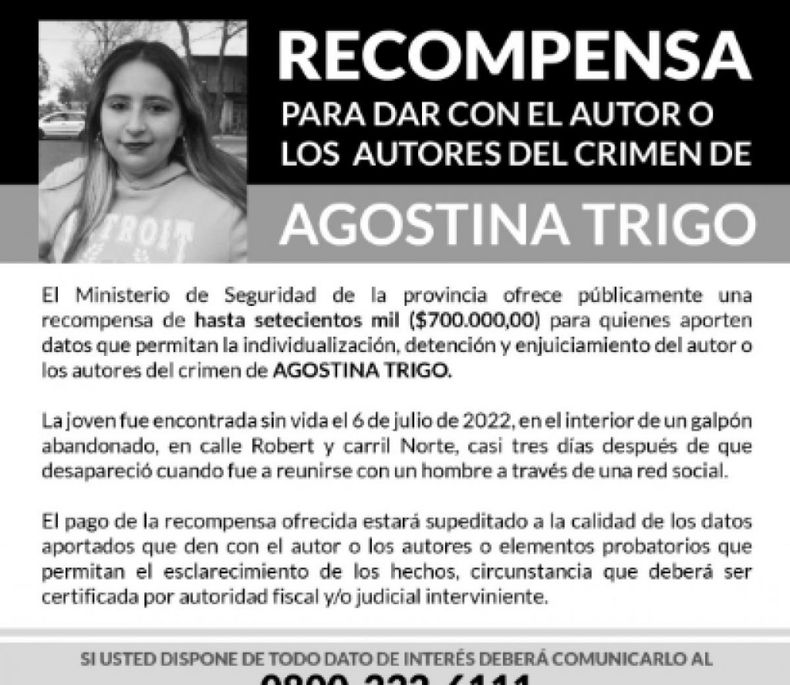 El ministerio de Seguridad pide datos certeros para aportar a la causa por femicidio.