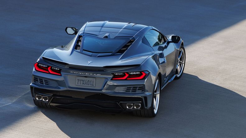 Vista trasera del Corvette E-Ray.
