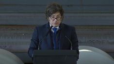 El presidente Javier Milei participó de un acto de campaña en la ciudad bonaerense de San Nicolás.