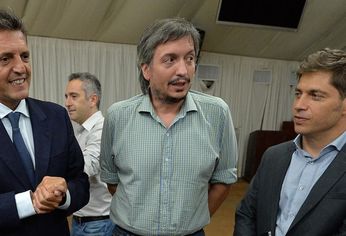 Axel Kicillof, Máximo Kirchner y Sergio Massa