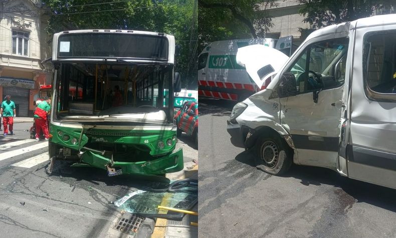 Un colectivo y una combi chocaron en Constitución.