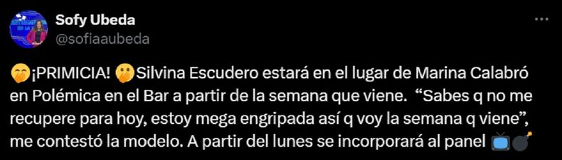 Silvina Escudero se suma a Polémica en el bar.