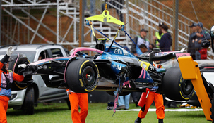 Así quedó el auto de Colapinto tras el choque en Interlagos. Así quedó el auto de Colapinto tras el choque en Interlagos.