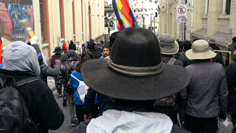 Los manifestantes, en plena lucha por una "Bolivia m&aacute;s justa"