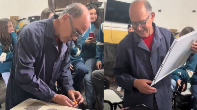 Alumnos sorprendieron a su profesor con el buzo de egresados 2026-&nbsp;