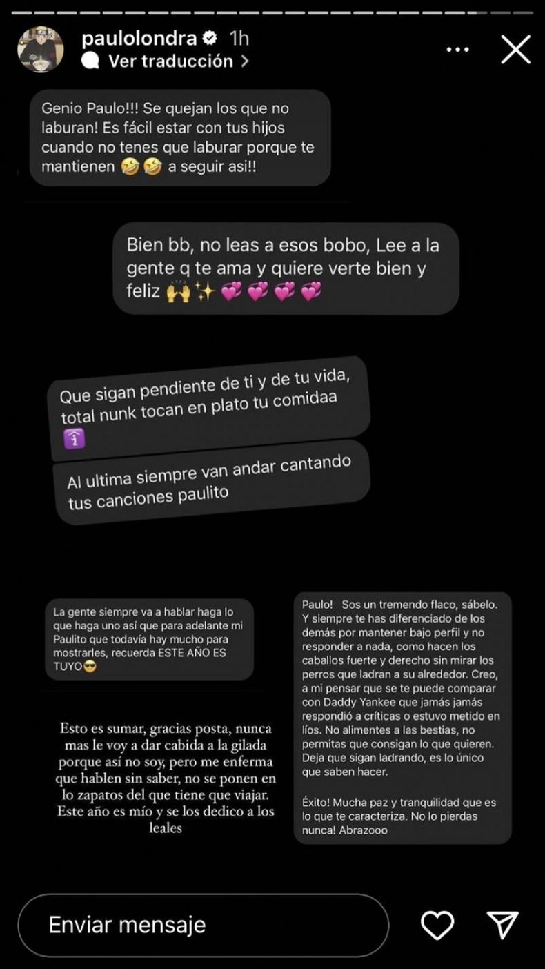 Respuesta de los fans de Paulo Londra.