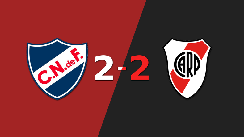 Gonzalo Carneiro firma un doblete en el empate en 2 entre Nacional y River Plate