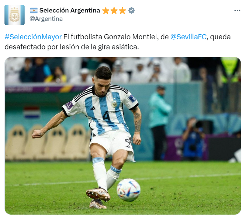 El tuit de la Selección argentina.