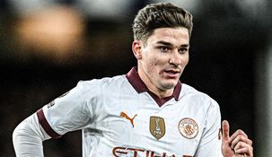 Julián Álvarez anotó un gol contra Everton. Julián Álvarez anotó un gol contra Everton.