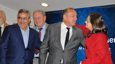 Lucía Corapacci acompañó en la jura a Jorge Moreno junto al gobernador de Catamarca Raúl Jalil.