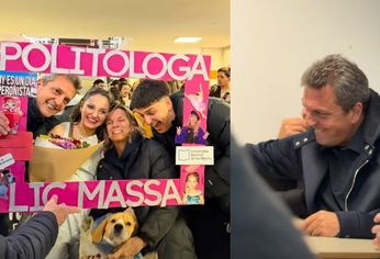 sergio massa, presente en la unsam: asistio a la recibida de su hija y vio el partido de la seleccion con los alumnos