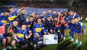 El plantel de Boca festejó la clasificación a la semifinal. El plantel de Boca festejó la clasificación a la semifinal.