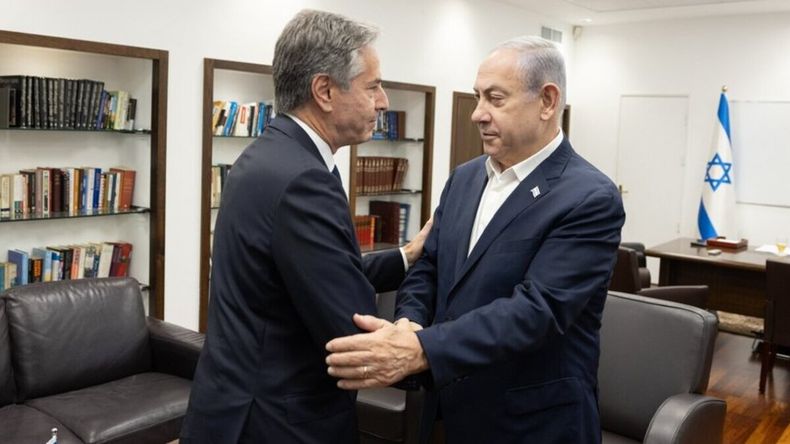 El secretario de Estado norteamericano Antony Blinken y el primer ministro israelí Benjamin Netanhayu.