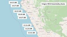 El tsunami llegará este miércoles a las costas de Chile y Perú.