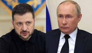 Volodimir Zelenski y Vladimir Putin. Volodimir Zelenski y Vladimir Putin.
