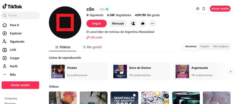 C5N es uno de los medios más destacados de TikTok en América Latina.&nbsp;