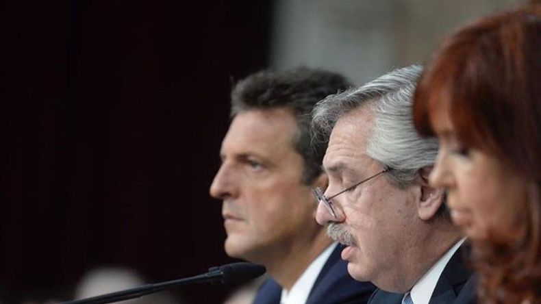 Sergio Massa.Alberto Fernández y Cristina Kirchner.