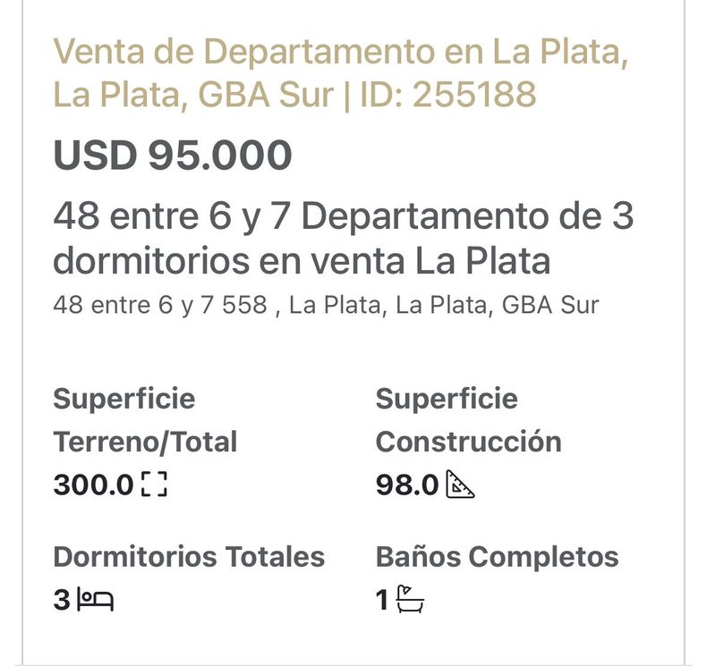 El anuncio de la venta del departamento en La Plata de Manuel Adorni.