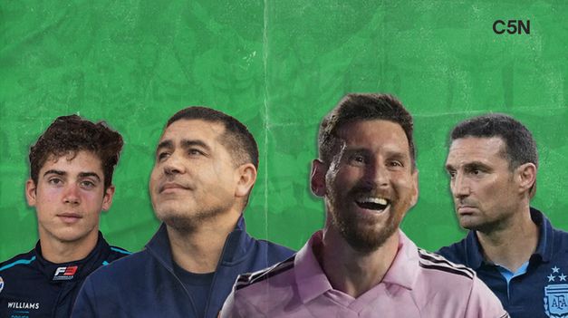 Los grandes protagonistas del 2023: Franco Colapinto, Juan Román Riquelme, Lionel Messi y Lionel Scaloni.