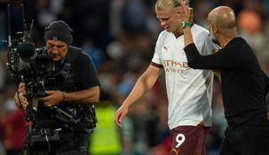 Guardiola retó a Haaland y la ligó el camarográfo. Guardiola retó a Haaland y la ligó el camarográfo.