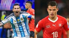 Lionel Messi y Granit Xhaka. Lionel Messi y Granit Xhaka.
