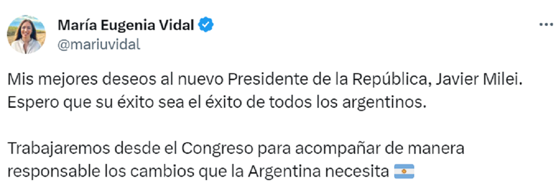 La publicación de María Eugenia Vidal.
