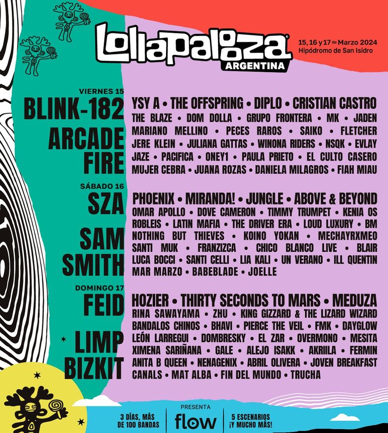 Lollapalooza 2024 anunció el line up por día dónde comprar las entradas