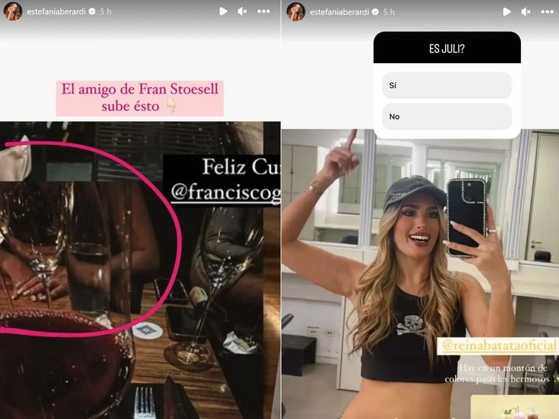 Las historias de Estefi Berardi sobre Julieta Poggio y Fran Stoessel.